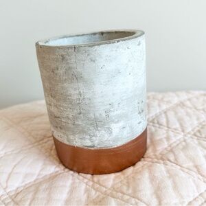 Vintage Concrete and Bronze / Copper Pen Holder / Accent Jar
